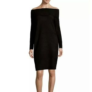 NWT SOLUTIONS BLACK LONG COWL NECK SWEATER DRESS